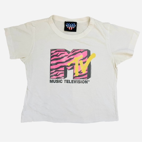 Vintage Junk Food Clothing MTV Graphic Cropped Tee - Picture 1 of 6